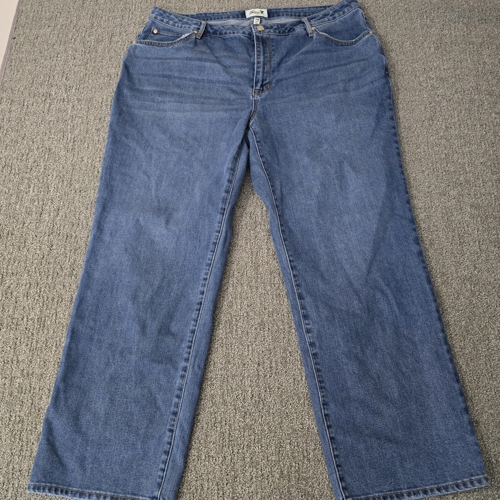 Seven7 Jeans Womens 18W Loose Straight Leg Blue Stretch Denim Plus Size Casual